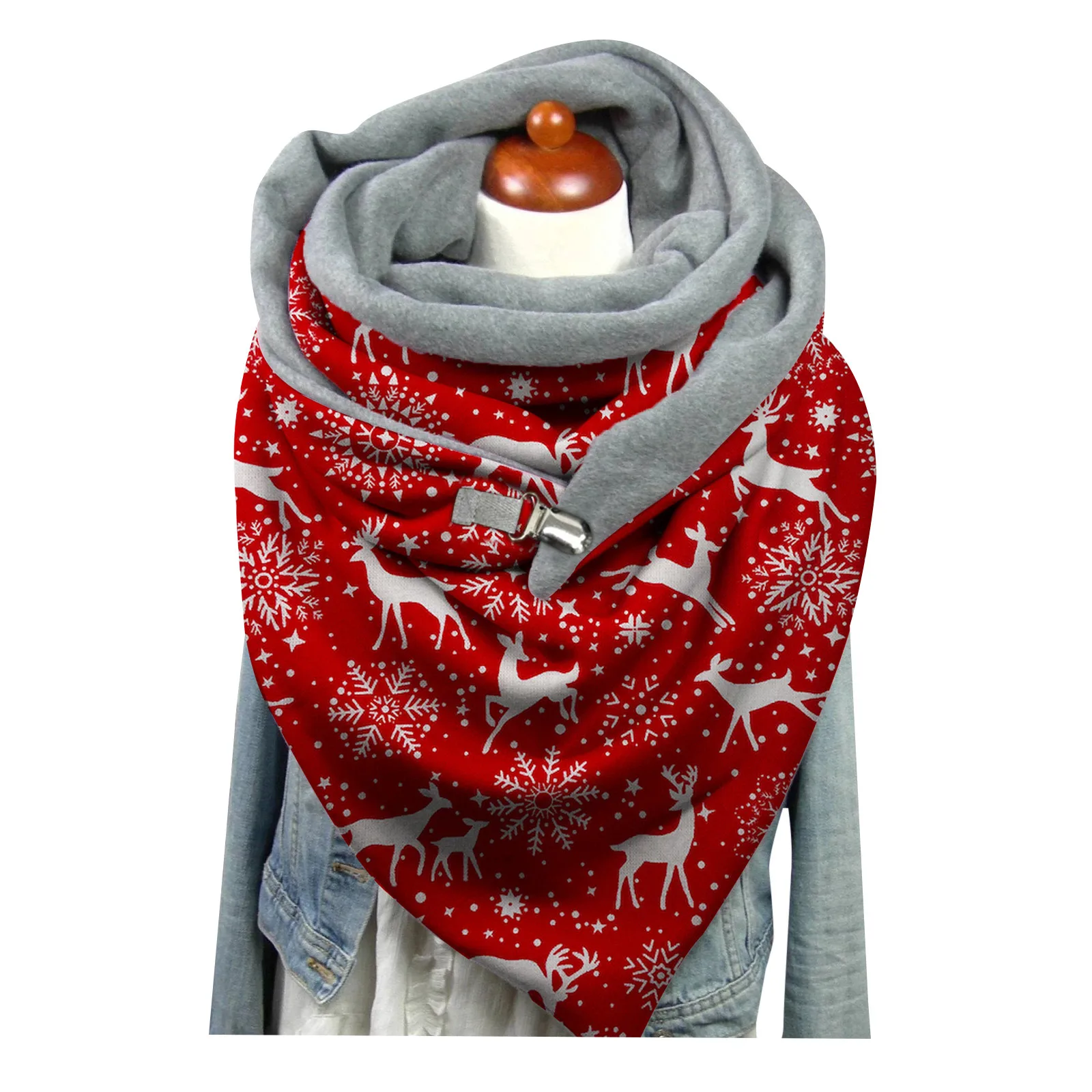 Женские шарфы 2021 Модный зимний шарф для женщин Рождественский лось снежинка
