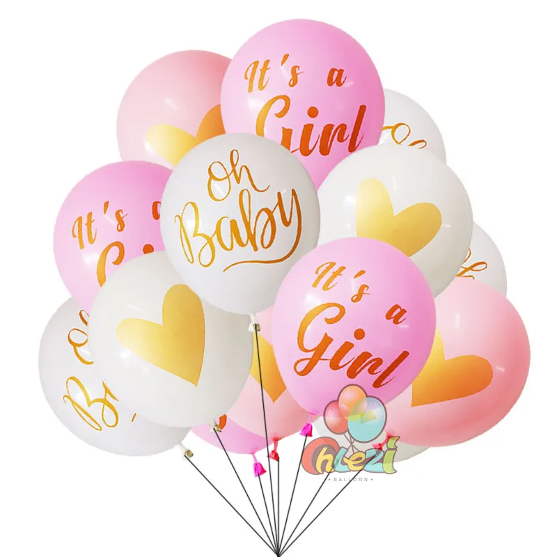 

30pcs/lot 12inch Baby Shower latex Balloons Its a boy it's a girl oh baby heart balloon Gender Reveal Birthday Party Decorations