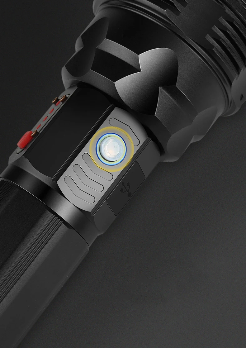 Тактический фонарь Cree xhp70.2, перезаряжаемый, длинный, 4200 люменов, 8000 мАч, большая емкость, литиевая батарея, мощный светодиодный фонарь