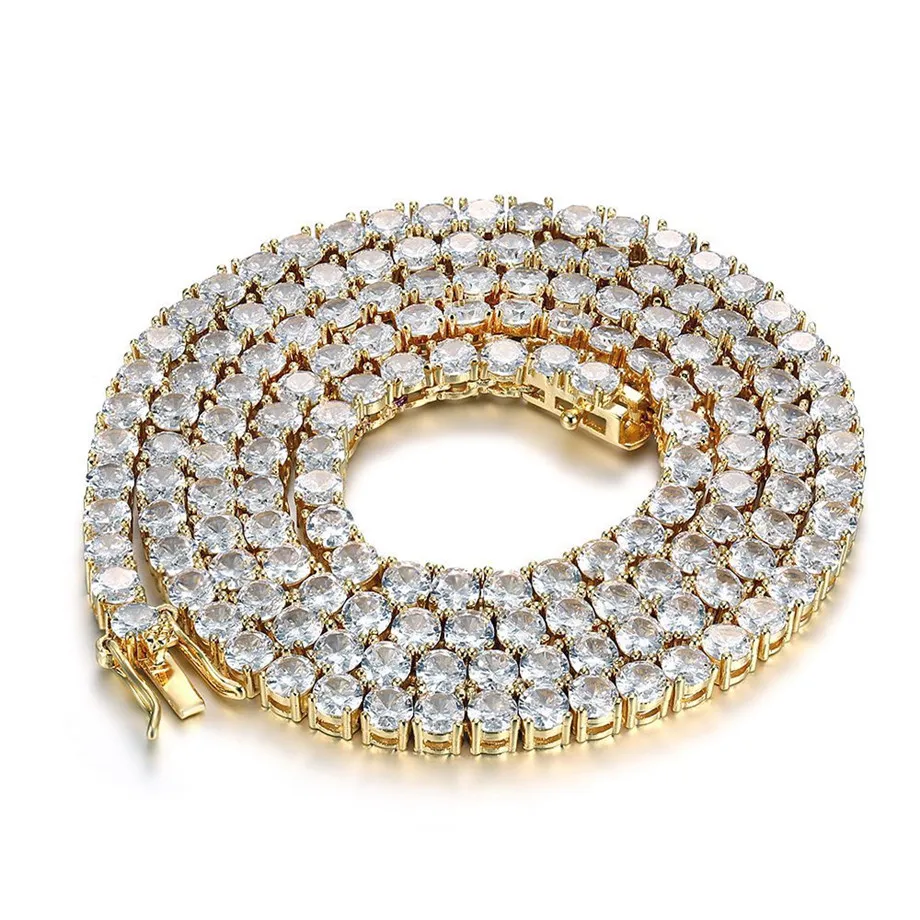 Цепочка в стиле хип хоп для женщин/мужчин золотистый/серебристый цвет сверкающие