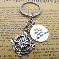 compass tag key chain everywhere pendant travel key ring friendship best friend jewelry handmade by diy