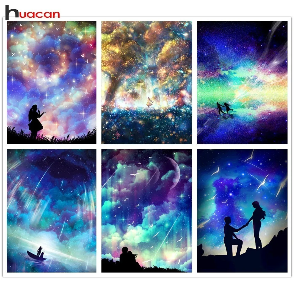 

HUACAN Diamond Embroidery Starry sky DIY Full Drill Square Diamond Painting Landscape Rhinestone Mosaic Painting