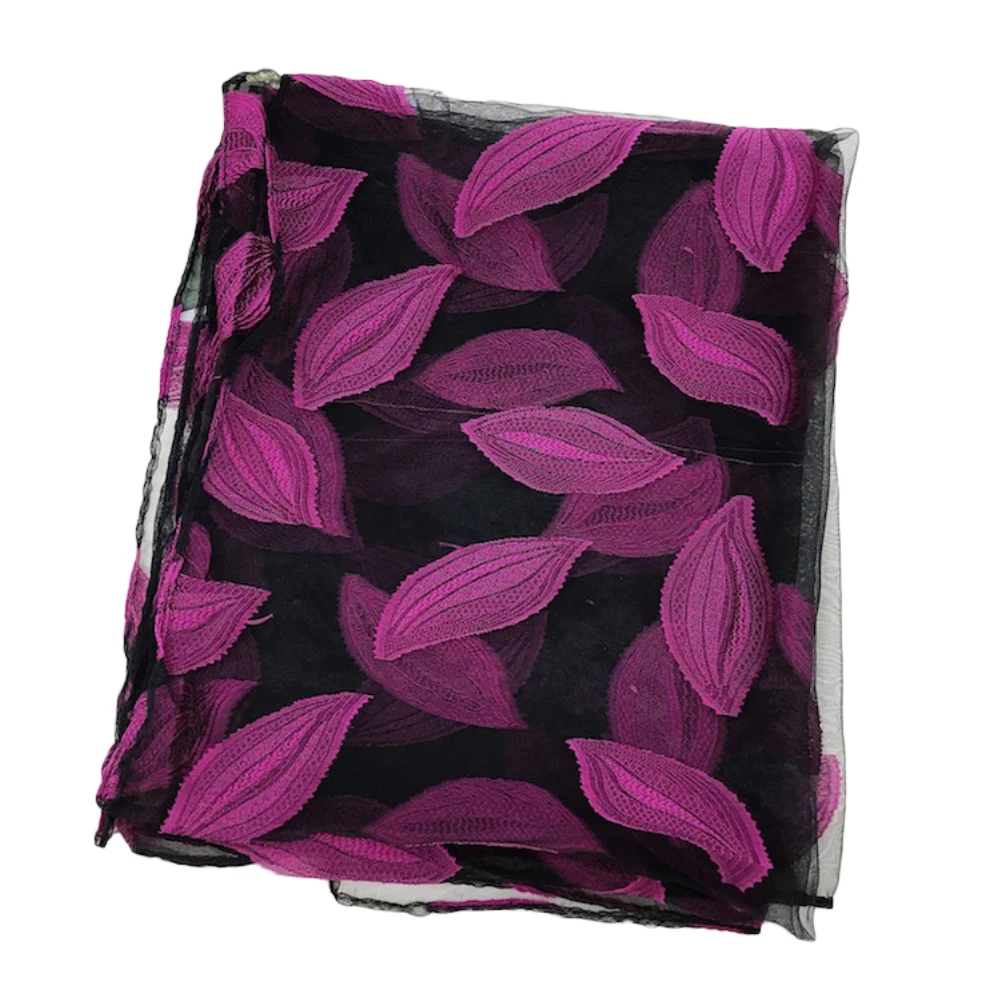 

Women Stylish Leaves Embroidery Anti UV Beach Neck Scarf Head Wrap Hijab Shawl Stop The Flying Spit for Summer 2020