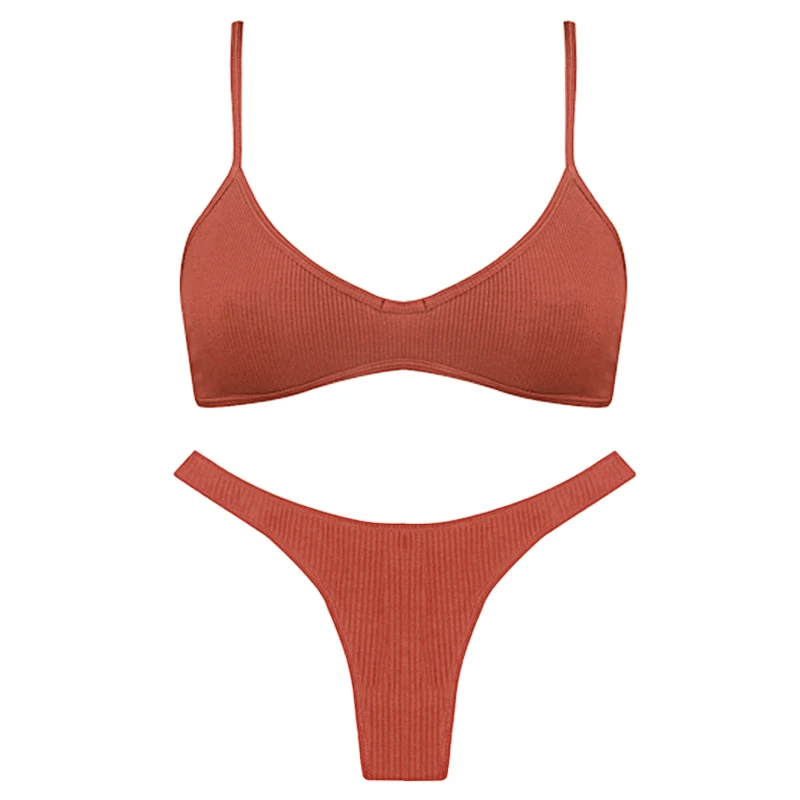 Комплект нижнего белья женский хлопок тонкий в рубчик мягкий с красивой спиной |