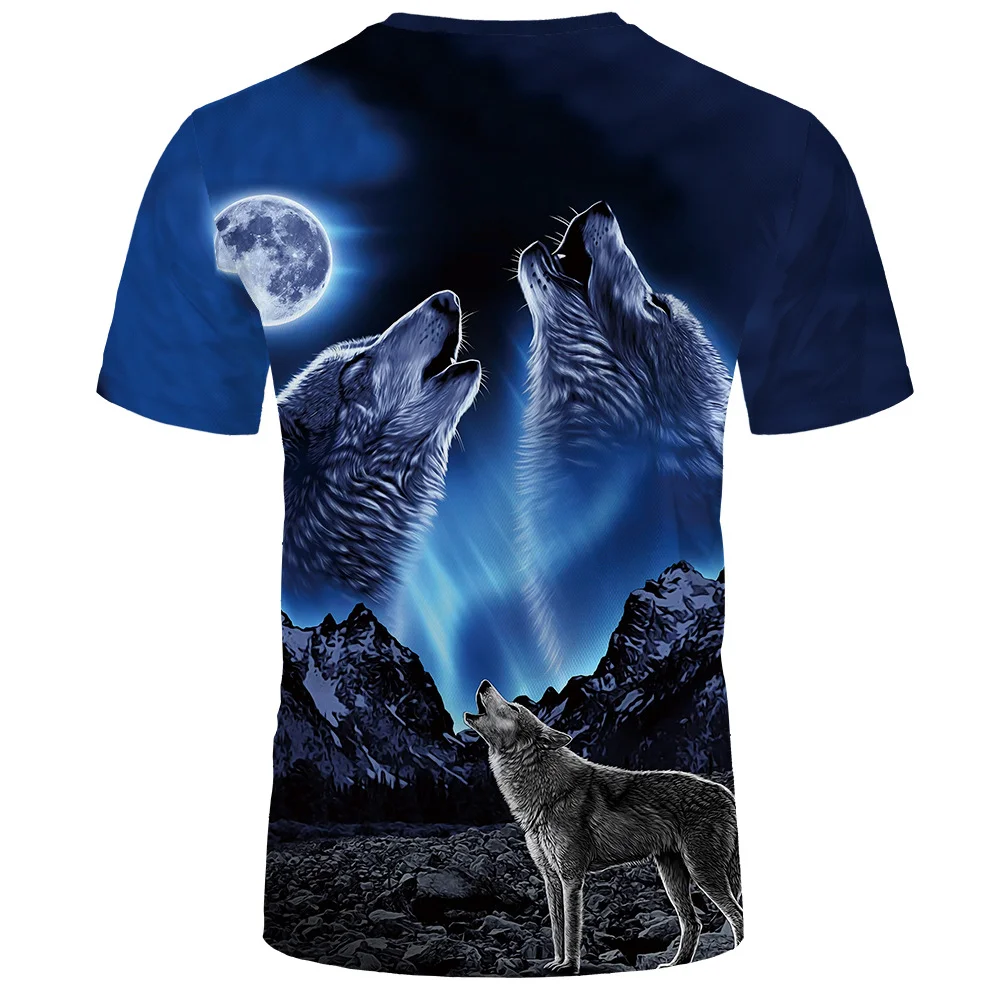 

Summer Wolf 3D Printed T-Shirt Men's Hip-Hop Short-Sleeved Animal Boy Street Harajuku Clothing 2021 Fun Fitness Sports Shirt