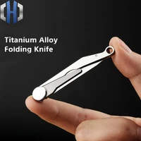 mini titanium alloy one hand open and close bee folding knife with open box utility knife edc scalpel