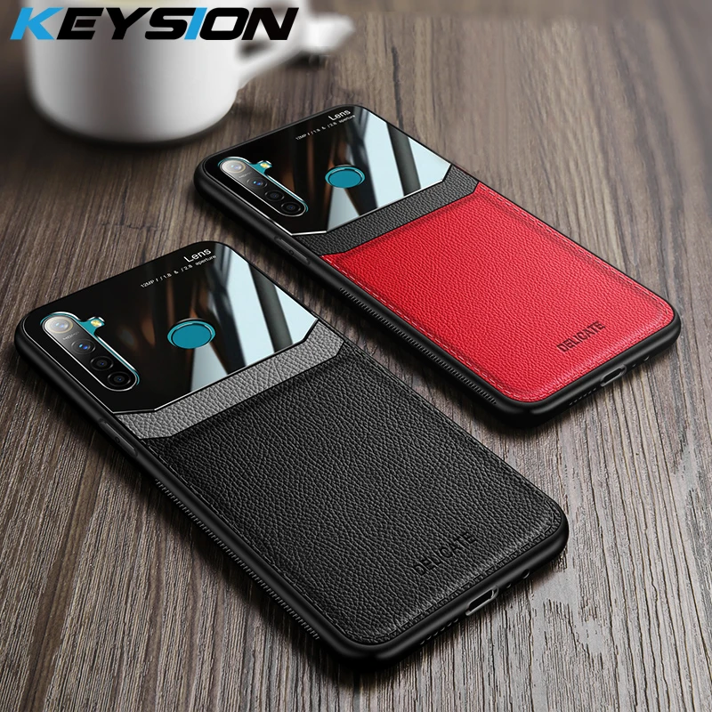 Ударопрочный чехол KEYSION для Xiaomi Redmi Note 8 Pro кожаный зеркальный стеклянный