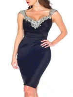 new sexy short cocktail dresses cap sleeve scoop neck crystals beadings satin sheath 2022 party gowns custom made
