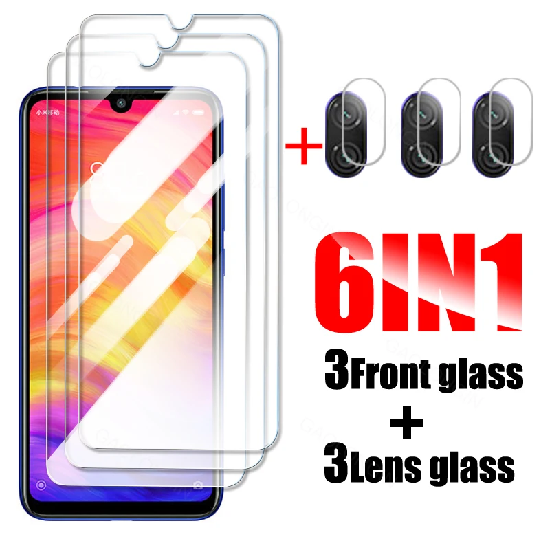 6 in 1 Tempered Glass For Xiaomi Redmi Note 7 Pro Note 8 Pro 8 2021 Redmi 8A 7A 7 Lens Film Screen Protector Redmi Note 8T Glass