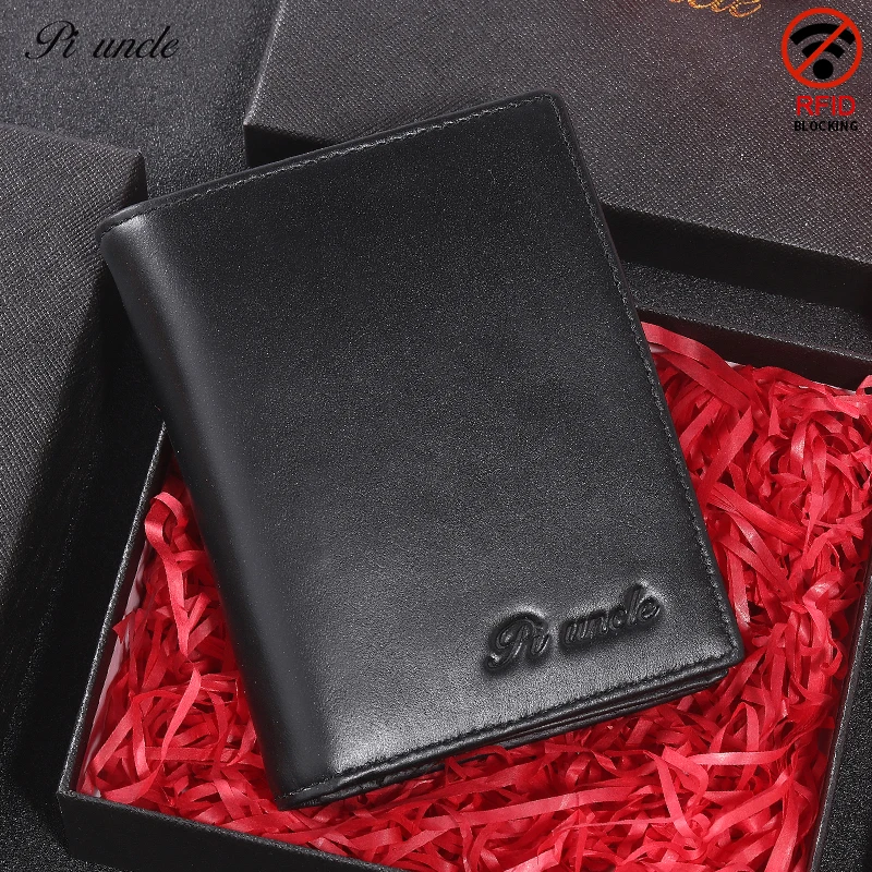 Мужской кошелек из натуральной кожи RFID мини складной для денег тонкий модный