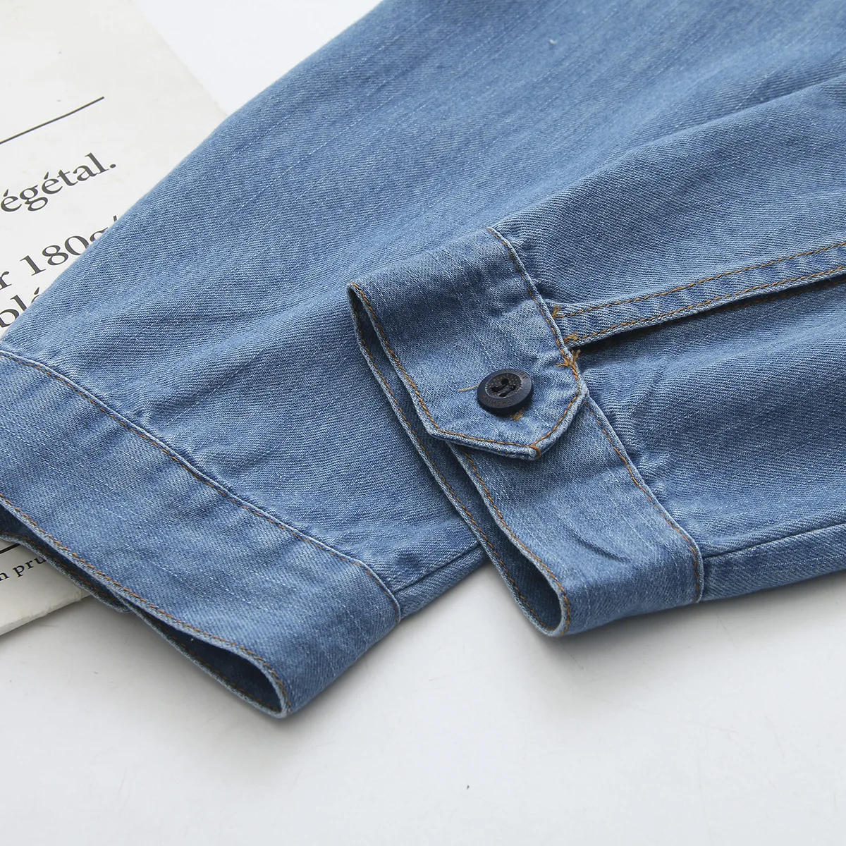 Spring 2020 women's blouse new large size women's shirt denim shirt fat sister Korean stripe stitching plus size women blouse