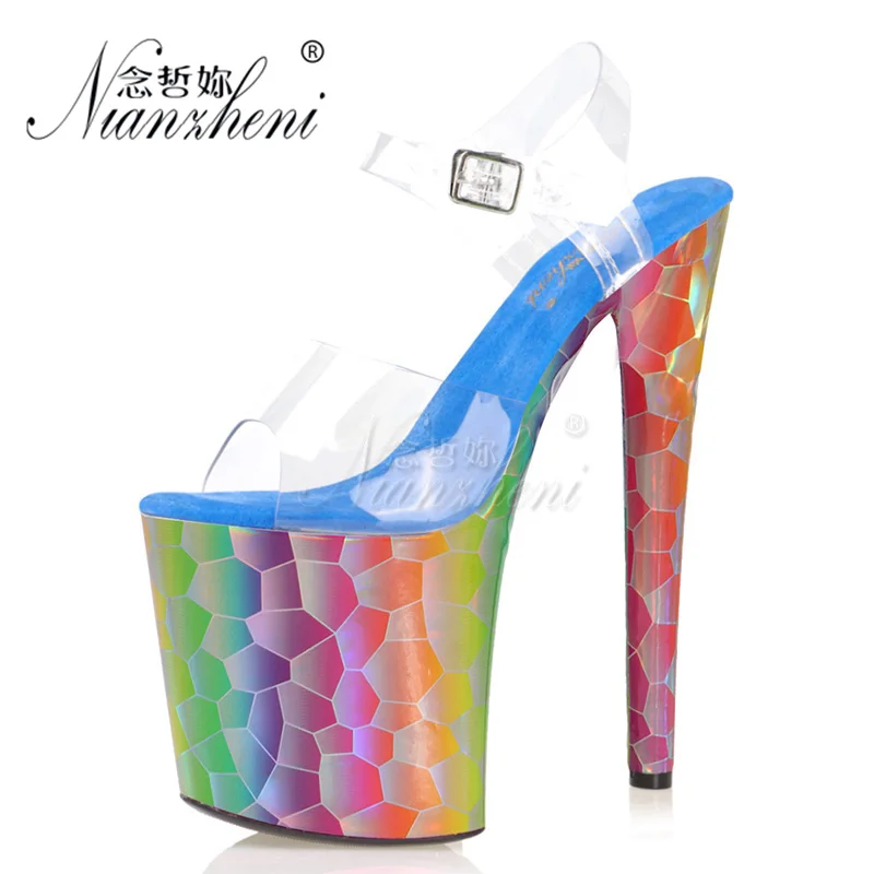 

8 inches Nightclub Pole dancing Models Party Dress Small Size Women's Sandals 20CM Super High heeled shoes Platform Thin heels