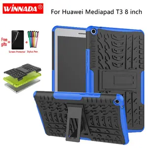 for huawei mediapad t3 8 0 case t3 8 kob l09 kob w09 tablet armor case tpupc shockproof stand cover filmpen free global shipping