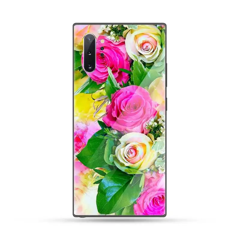 

Rose flower Newly Arrived Pretty Phone Case Tempered glass For Samsung S6 S7 edge S8 S9 S10 e plus note8 9 10 pro