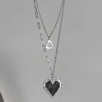 heart necklace with new trendy asymmetric clavicle chain ins hip hop decorative chain