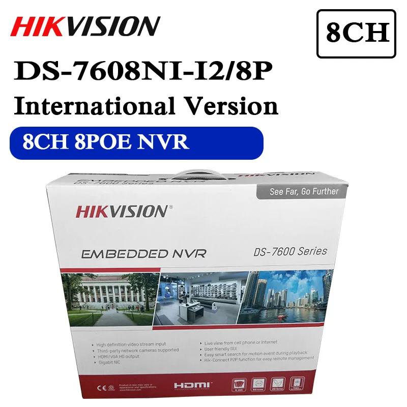В наличии hikvision DS 7608NI I2/8P английская версия 8 канальный сетевой видеорегистратор с