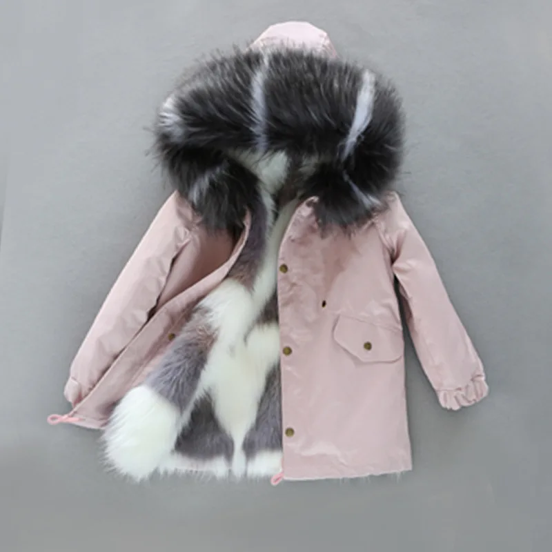 as picture Dollplus/-30 градусов новая одежда для девочек с длинными рукавами, одежда с мехом зимняя куртка теплая детская одежда утепленный пуховик с капюшоном, пальто из искусственного меха подростков верхняя одежда; парка - Цвет: as picture