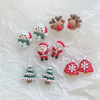 christmas santa claus earrings snowman tree elk deer ear studs cute cartoon earring ear clip