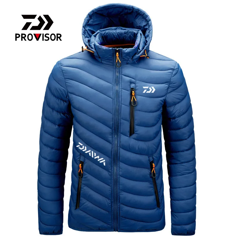 

Daiwa Jacket for Fishing Clothes Men Winter Fishing Shirt Warm Solid Multi-Pocket Zipper Fishing Clothing Cotton Coat