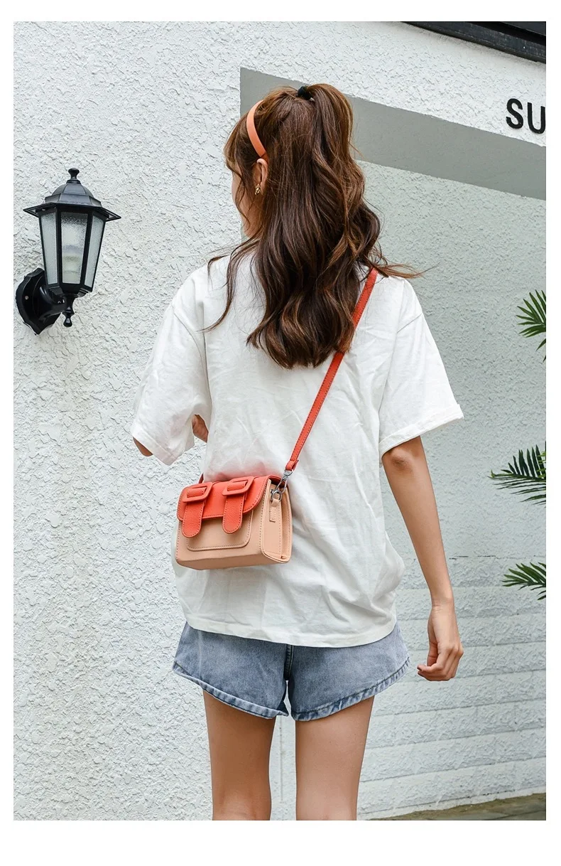 

Splicing Flap Bags Square Crossbody bag 2021 New High Quality PU Leather Women's Designer Handbag Travel Shoulder Messenger Bag