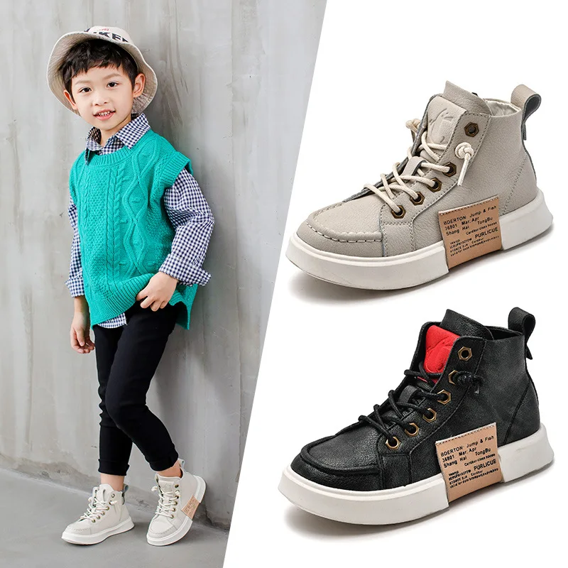 Новая мода Для мальчиков ясельного возраста ботинки martin кожи Удобная обувь для