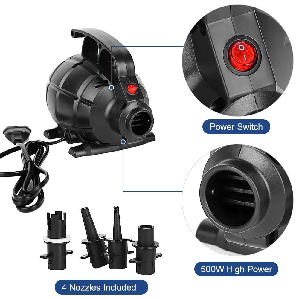 Портативный Электрический насос высокой мощности 500 Вт воздушный матрас