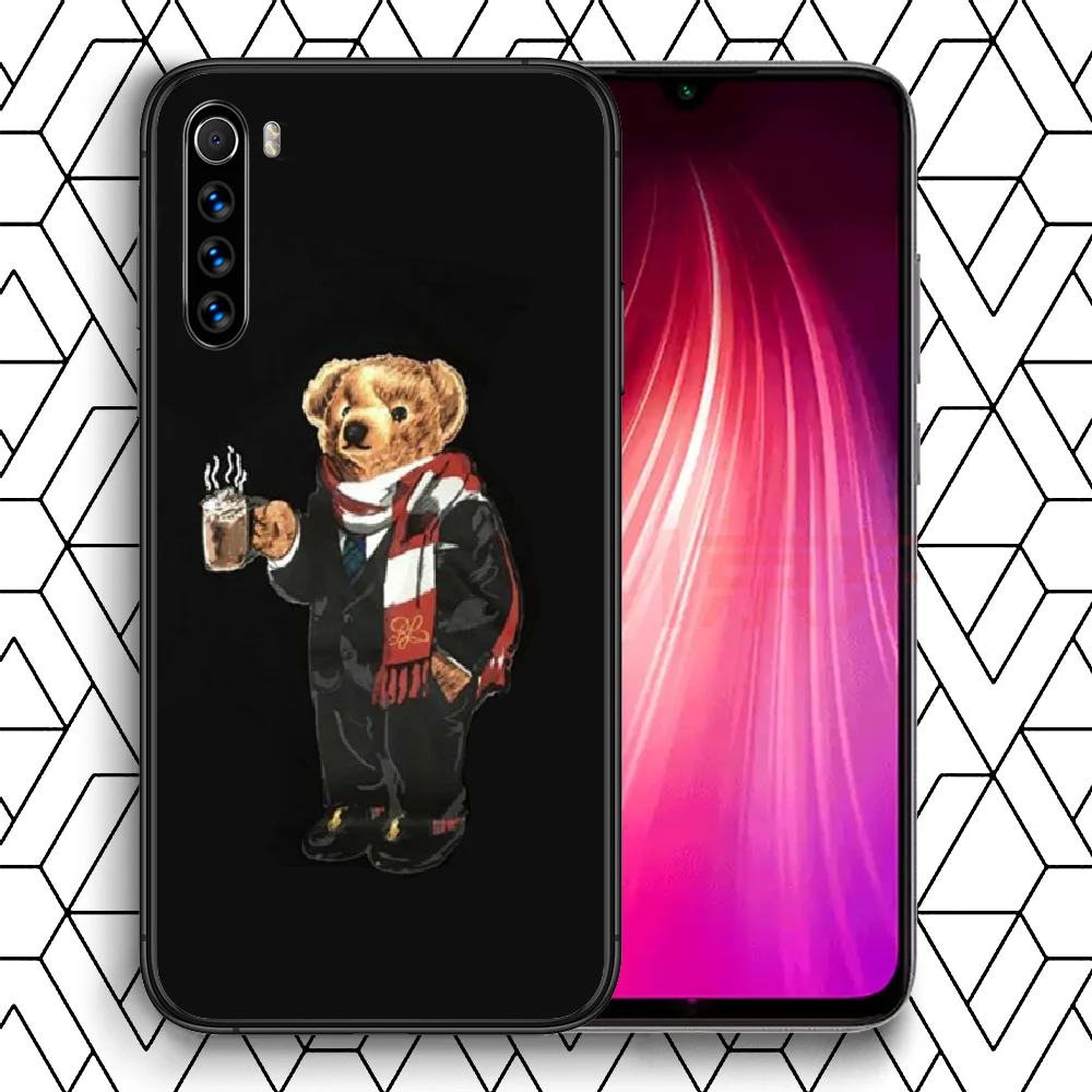 

Italy cartoon Bear Phone Case For Xiaomi Redmi Note 7 8 8T 9 9S 4X 7 7A 9A K30 Pro Ultra black Hoesjes Luxury Bumper Trend Prime