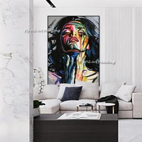 large home decor francoise nielly face oil painting wall art picture portrait palette knife canvas acrylic texture colourful