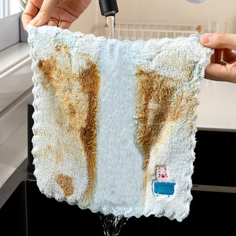 Бытовые полотенца из микрофибры коралловый бархат вышитые тряпки для кухни