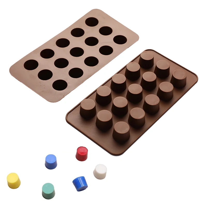 

15Cavity Chocolate Candy Mold Silicone Baking Mould For Snack Size Peanut Butter