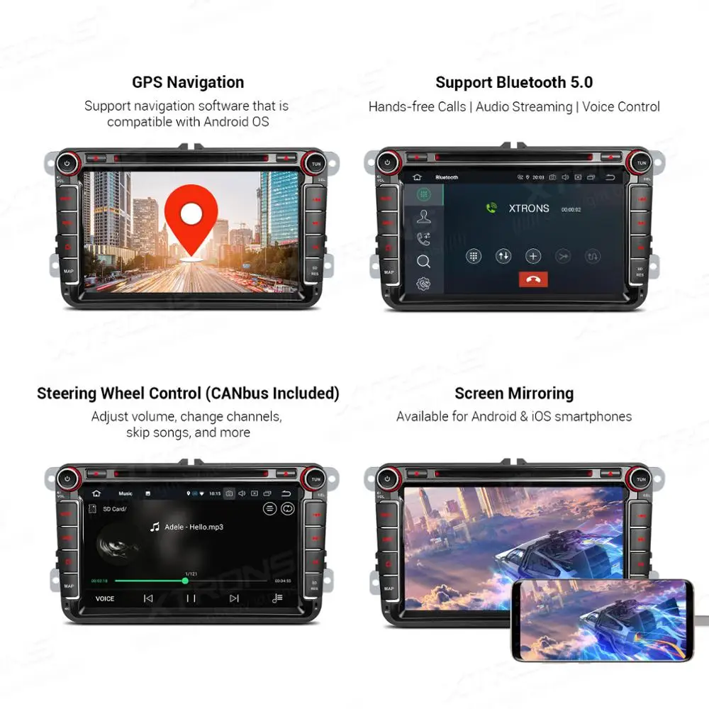 XTRONS " Android 9,0 PX5 автомобильный dvd-плеер радио gps для VW Volkswagen Golf Passat Touran Tiguan Sharan Magotan для Skoda на сиденье