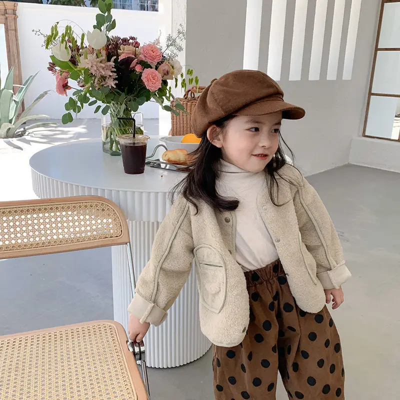 

2021 Spring Winter Boys Solid Wool Sweater Children Kids Christmas For Girls Jackets Windbreaker Outerwear Coat Parka Snow Wear