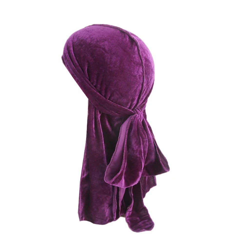 Унисекс дышащие Durag с длинным шлейфом для девочек повязка Золото Бархат бандана