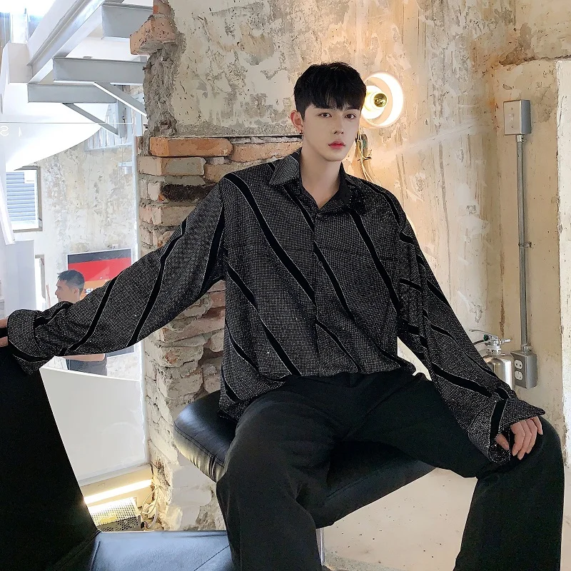 

Мужская Уличная Хип-хоп панк винтажная мода свободные рубашки мужские осенние новые бархатные повседневные рубашки с длинными рукавами