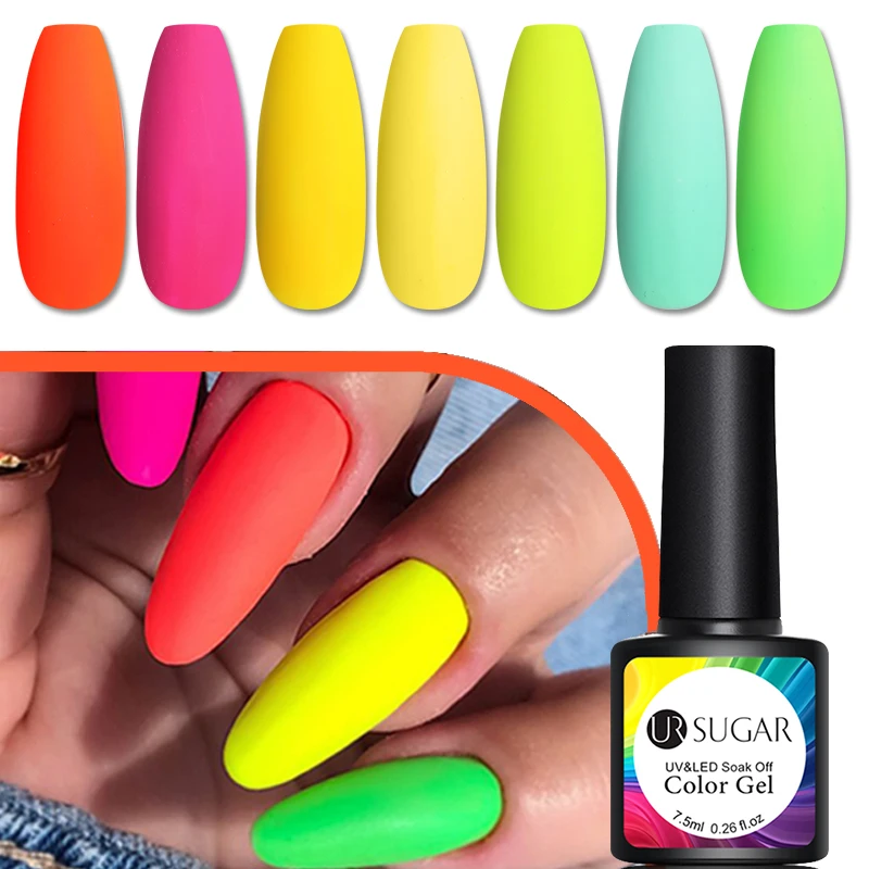 Флуоресцентный Гель лак для ногтей UR SUGAR летний светящийся в темноте неоновый