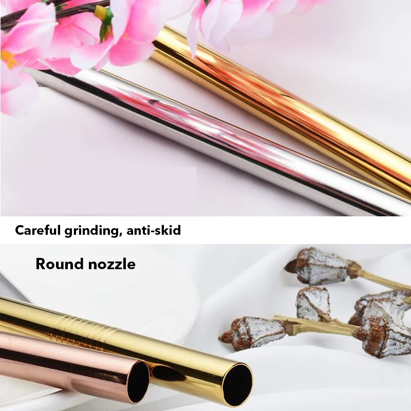 4 шт. многоразовые металлические трубочки для питья 4/8 304 Нержавеющая сталь