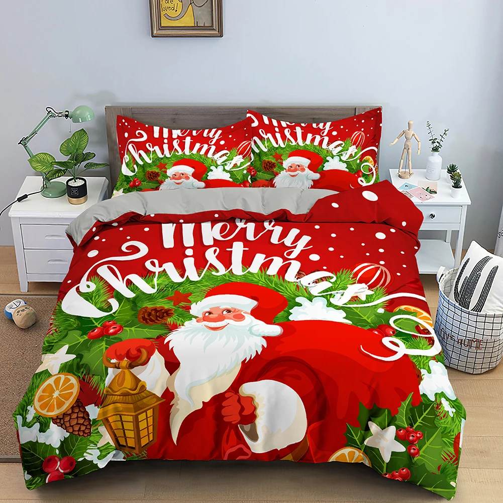 

Santa Claus Duvet Cover for Adult Kids Bedroom Comforter Cover Christmas Decor Quilt Cover Pillowcase King Twin Size Bedding Set