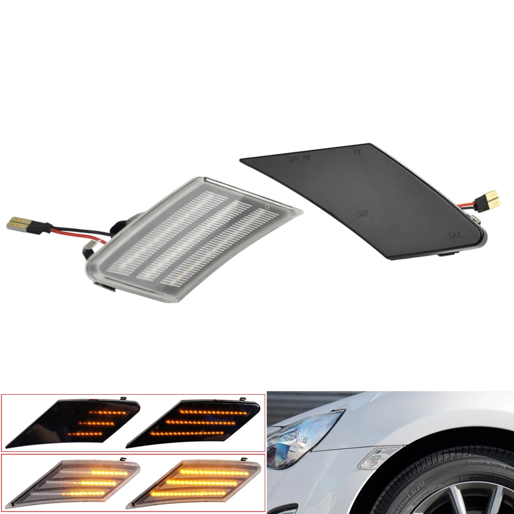 

2PCS Dynamic Turn Signal Side Marker Light Smoked /Crystal LED For Scion FR-S / Subaru BRZ / Toyota FT86 Flowing Blinker Lamp