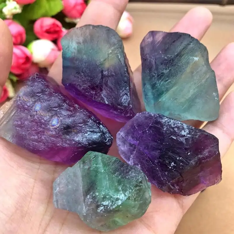 5Pcs colorful Natural Fluorite Crystal Striped 1.5-65CM Quartz Stone Point Healing Wand Treatment | Дом и сад