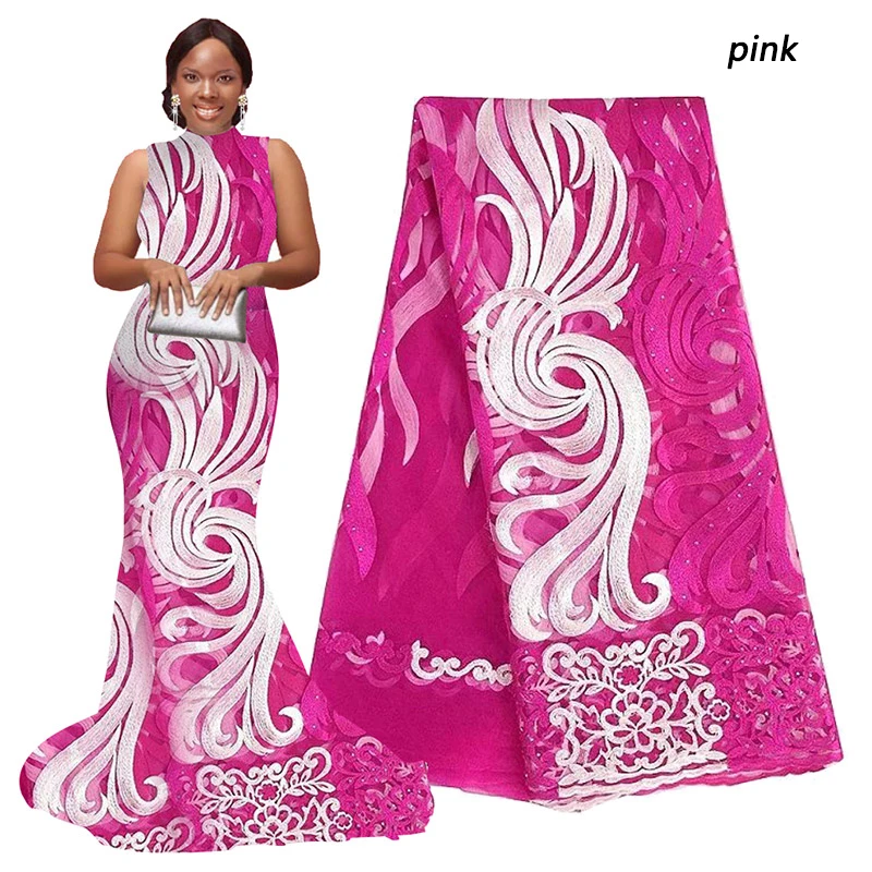 2020 африканская Кружевная Ткань 5 ярдов оранжевый желтый фиолетовый персик