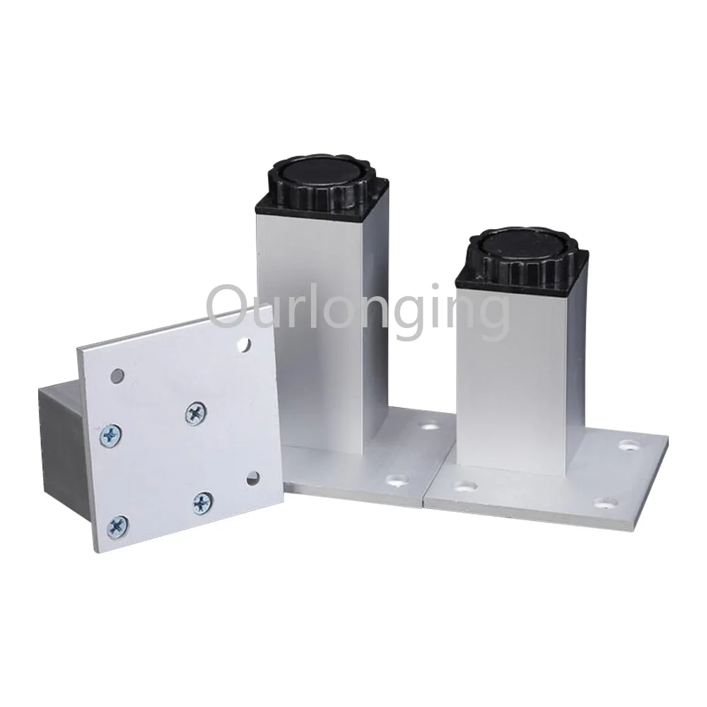 4PCS 18mm Adjustable Square Furniture Legs Cabinet Sofa 250mm Silver Aluminum alloy | Обустройство дома