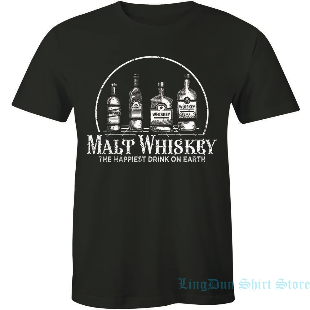 Солодовый виски самый счастливый напиток на земле-Смешная Мужская футболка с
