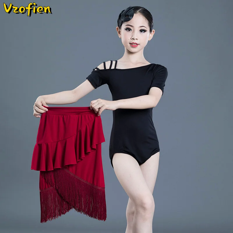 Новые детские для девочек латинские танцы платье танцев с бахромой бальные