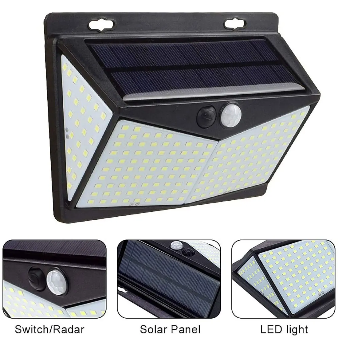 

208 LED Solar Light Outdoors Wall Street Lamp 3 Modes PIR Motion Sensor Garden Light Waterproof Security Solar Powered Sunlight