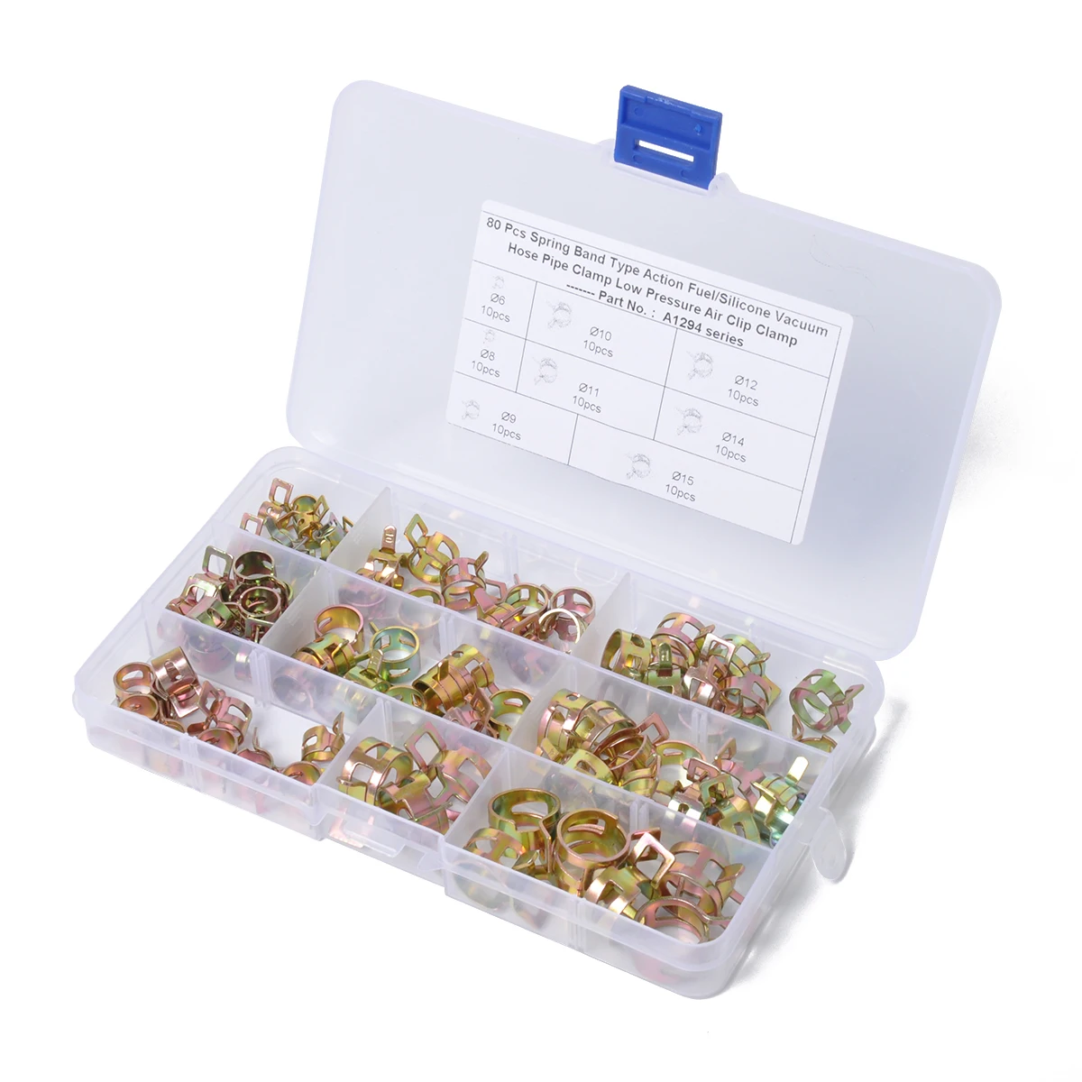 

80pc 6-15mm 8 Size Car Spring Clip Fuel Line Hose Clip Water Pipe Air Tube Clamp Fastener Car Plumbing Tools Accessories