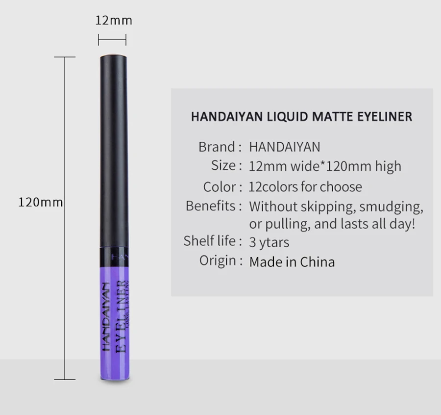 

12 Colors Matte Eyeliner Liquid Quick Dry Waterproof Matte Eye Liner Pencil Brown Purple Color Eyeliner Cosmetic Makeup Tool