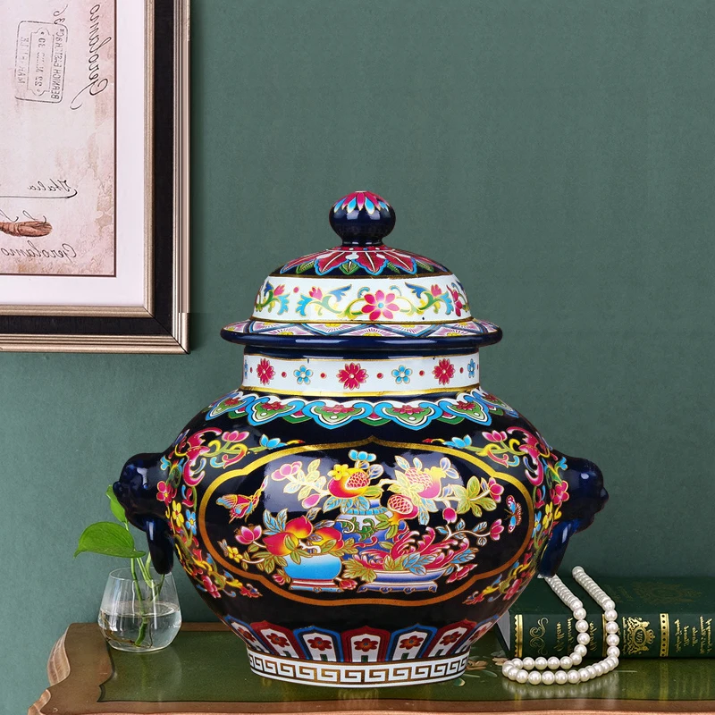 Цзиндэчжэнь античная королевская керамическая перегородчатая эмаль желтая