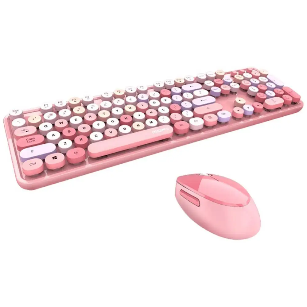 

Sweet Mixed Color Cute Portable 2.4Ghz Wireless Keyboard Mouse Set Girl Universal Desktop Notebook Office Keyboard and Mouse