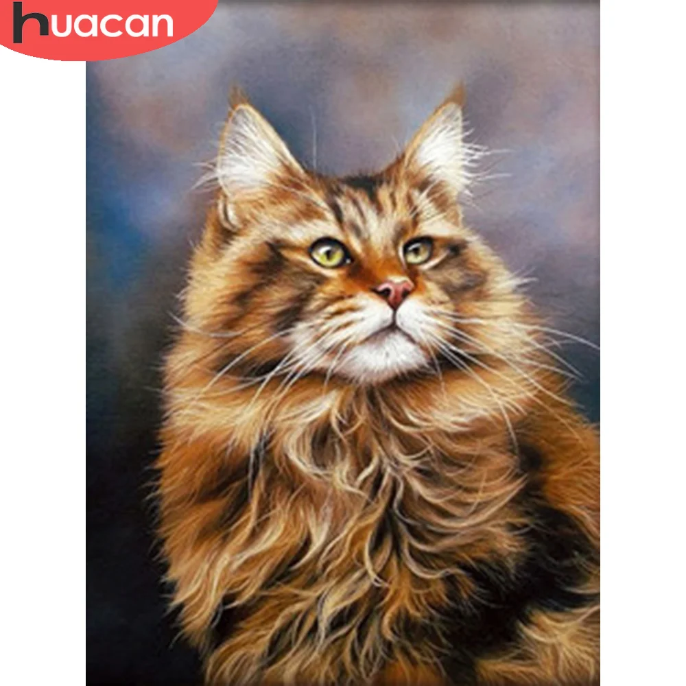 

Алмазная живопись HUACAN, вышивка с кошкой, животное, вышивка крестиком, декоративная живопись с бриллиантами, настенное искусство