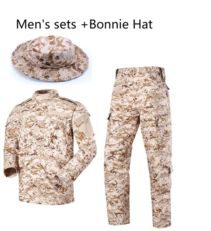 

Men's Sets Derset Digital Camouflage Army Uniform ACU Ribstop Military Uiforms With Bonnie Hat Bucket hat